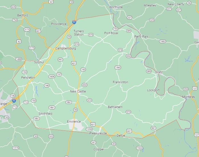 Sinkholes in Henry County, KY Kentucky Sinkholes Tony's Sinkhole Maps